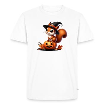 Cute Halloween Squirrel: Sweet Scary Fun - Men's Premium Organic T-Shirt - white - Front - Nico (187cm)