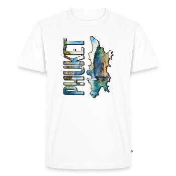 Carte aquarelle Phuket - T-shirt Premium bio Homme - blanc - Devant - Nico (187cm)