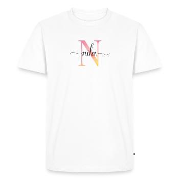 N | Monogram | Name | Nila |Watercolor - Men's Premium Organic T-Shirt - white - Front - Nico (187cm)
