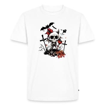 Magie de la citrouille et plaisir avec des os. - T-shirt Premium bio Homme - blanc - Devant - Nico (187cm)
