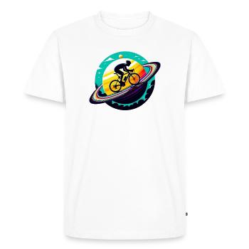 Cyclist on Saturn - Men's Premium Organic T-Shirt - white - Front - Nico (187cm)