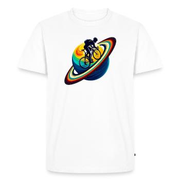 Cyclist on Saturn - Men's Premium Organic T-Shirt - white - Front - Nico (187cm)