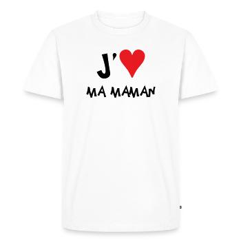 J'aime ma maman - Fête des Mères - T-shirt Premium bio Homme - blanc - Devant - Nico (187cm)