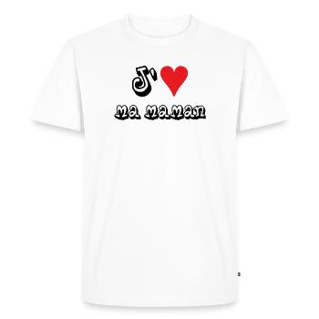 J'aime ma maman - T-shirt Premium bio Homme - blanc - Devant - Nico (187cm)