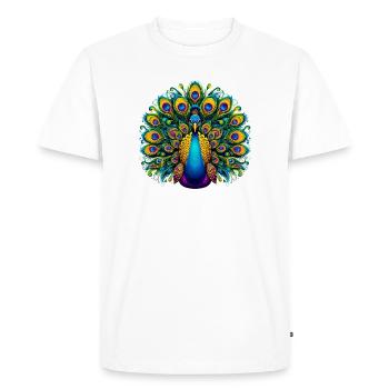 Peacock - Men's Premium Organic T-Shirt - white - Front - Nico (187cm)