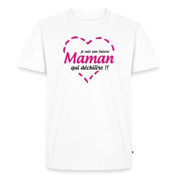 Je suis une future Maman qui déchiiire !! - T-shirt Premium bio Homme - blanc - Devant - Nico (187cm)