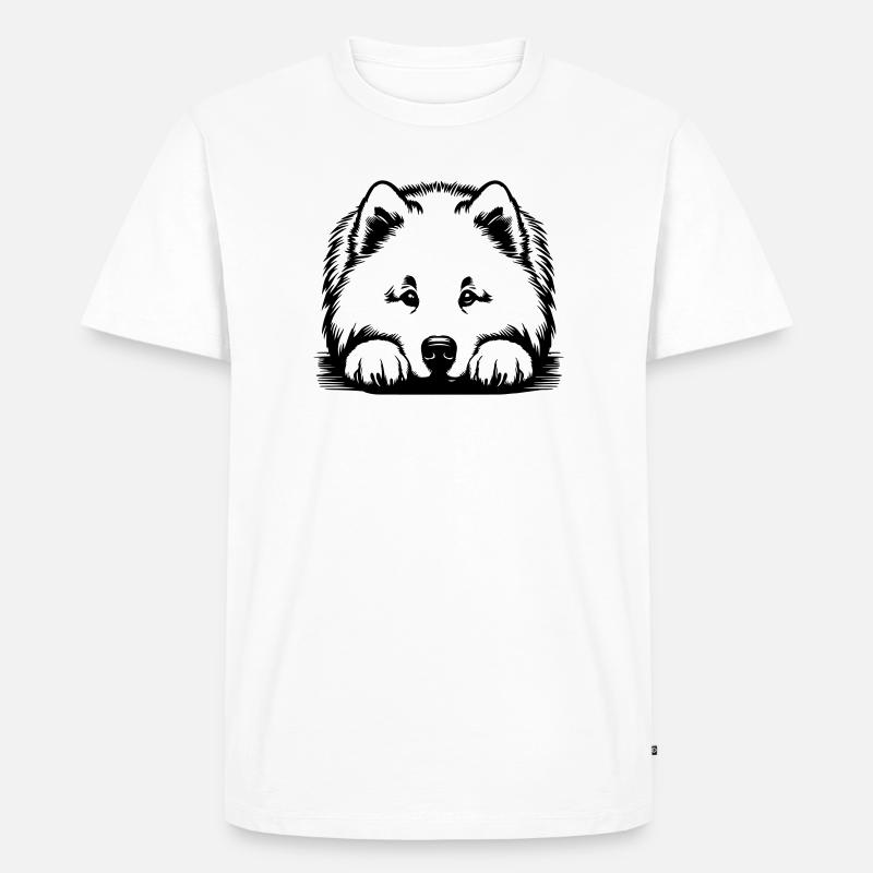 Samojede Kopf mit Pfoten - Männer Premium Bio T-Shirt - Weiß