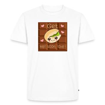 Bon rétablissement amour - Chocolat Pistache - T-shirt Premium bio Homme - blanc - Devant - Nico (187cm)