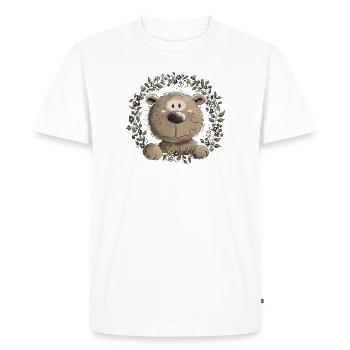 Droll Brown Bear Leaf Wreath Wild Animal Comic - Men's Premium Organic T-Shirt - white - Front - Nico (187cm)
