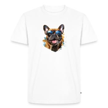 Frenchie with sunglasses - Men's Premium Organic T-Shirt - white - Front - Nico (187cm)