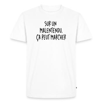 Michel Blanc - Les Bronzés - Sur un malentendu - T-shirt Premium bio Homme - blanc - Devant - Nico (187cm)