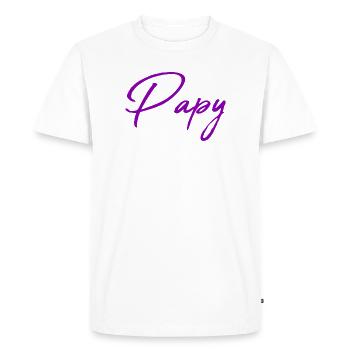 PAPY. PAPA. FÊTE DES PÈRES. BONNE FÊTE PAPA - T-shirt Premium bio Homme - blanc - Devant - Nico (187cm)