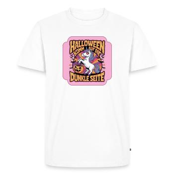 Licorne effrayante d’Halloween - Venez du côté obscur - T-shirt Premium bio Homme - blanc - Devant - Nico (187cm)