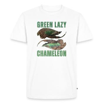 Green Lazy Chameleon T-Shirt Design - Men's Premium Organic T-Shirt - white - Front - Nico (187cm)