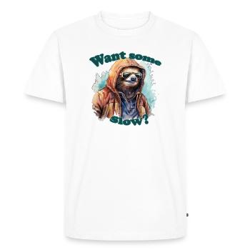 paresseux coloré aquarelles texte - T-shirt Premium bio Homme - blanc - Devant - Nico (187cm)