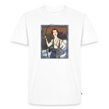 Femme forte à la pêche - T-shirt Premium bio Homme - blanc - Devant - Nico (187cm)