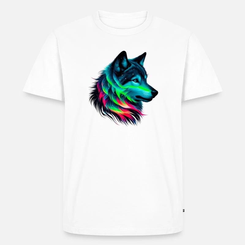 Wolf - Männer Premium Bio T-Shirt - Weiß
