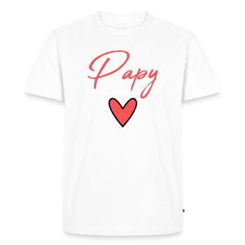 PAPY. PAPA. FÊTE DES PÈRES. BONNE FÊTE PAPA - T-shirt Premium bio Homme - blanc - Devant - Nico (187cm)