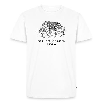 Grandes Jorasses, Haute Montagne, Mont-Blanc, Montagne - T-shirt Premium bio Homme - blanc - Devant - Nico (187cm)