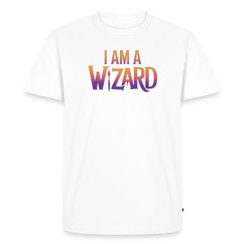I Am a Wizard Text Design - Men's Premium Organic T-Shirt - white - Front - Nico (187cm)