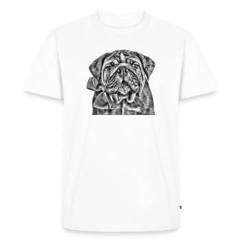 Bulldog with bow – graphic - Men's Premium Organic T-Shirt - white - Front - Nico (187cm)