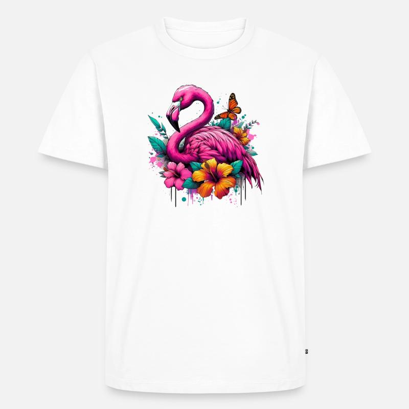 Flamingo - Männer Premium Bio T-Shirt - Weiß