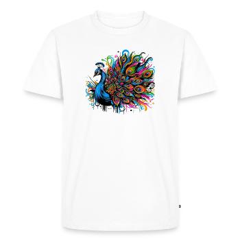 Peacock - Men's Premium Organic T-Shirt - white - Front - Nico (187cm)