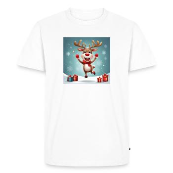 joyeux Noël, joyeuses fêtes; rennes - T-shirt Premium bio Homme - blanc - Devant - Nico (187cm)