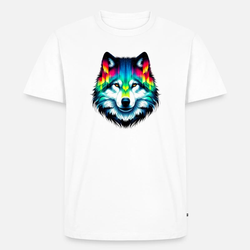 Wolf - Männer Premium Bio T-Shirt - Weiß