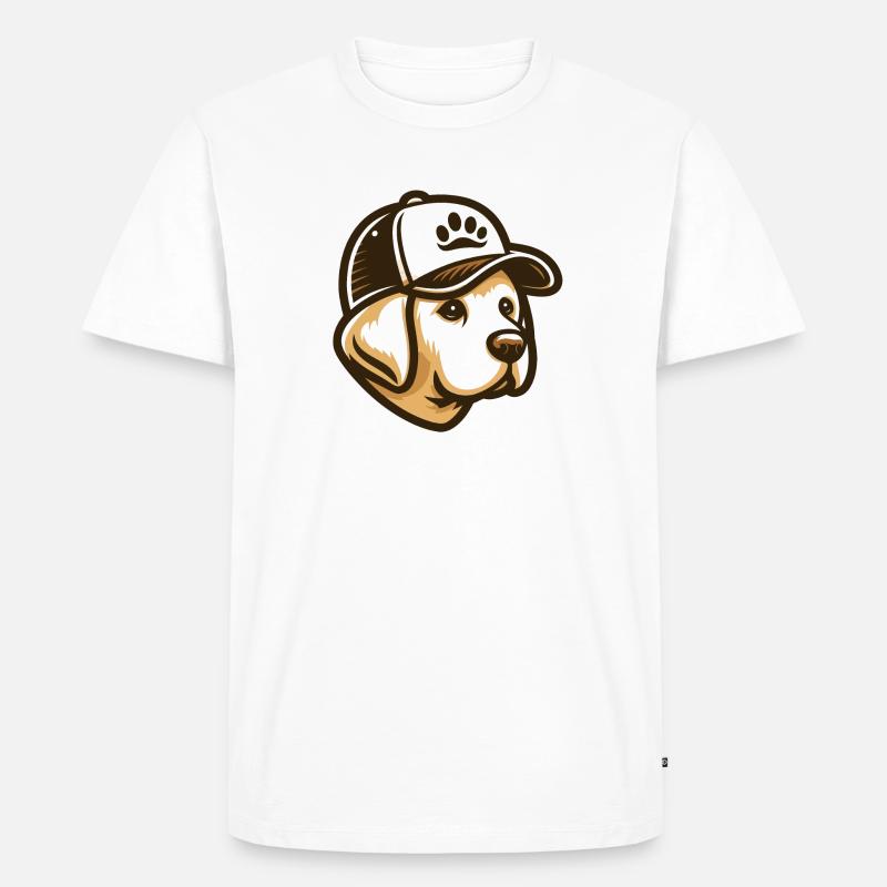Labradorkopf mit Kappe - Männer Premium Bio T-Shirt - Weiß