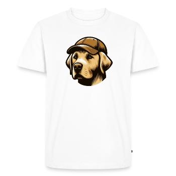 Labrador avec casquette - T-shirt Premium bio Homme - blanc - Devant - Nico (187cm)