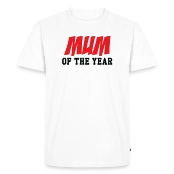 Maman de l'année - Fête des Mères - T-shirt Premium bio Homme - blanc - Devant - Nico (187cm)