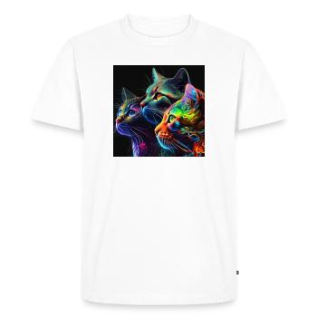 Neon Cats on a Black Background - Men's Premium Organic T-Shirt - white - Front - Nico (187cm)