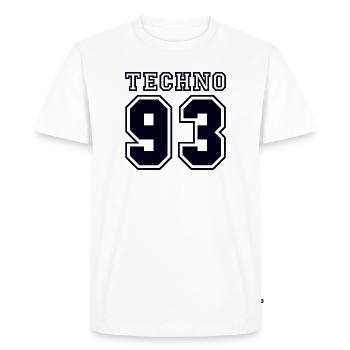 TECHNO 93 - T-shirt Premium bio Homme - blanc - Devant - Nico (187cm)
