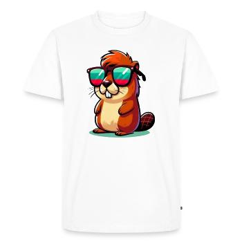 Castor - T-shirt Premium bio Homme - blanc - Devant - Nico (187cm)