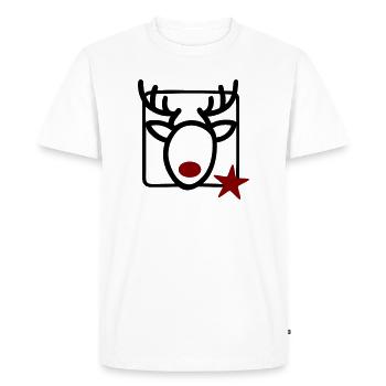 Reindeer with star and red nose - Men's Premium Organic T-Shirt - white - Front - Nico (187cm)