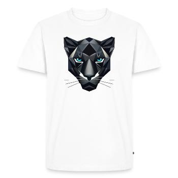Panthère noire géométrique – Puissance et élégance - T-shirt Premium bio Homme - blanc - Devant - Nico (187cm)