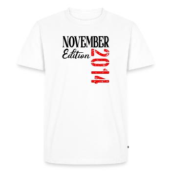 12E ANNIVERSAIRE NOVEMBRE 2014 - T-shirt Premium bio Homme - blanc - Devant - Nico (187cm)