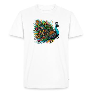 Peacock - Men's Premium Organic T-Shirt - white - Front - Nico (187cm)