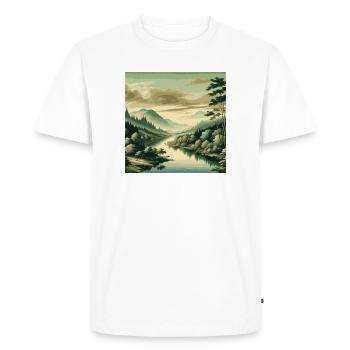 Vue sur la rivière avec un magnifique paysage naturel - T-shirt Premium bio Homme - blanc - Devant - Nico (187cm)