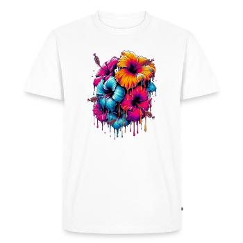 Fleurs d’hibiscus - T-shirt Premium bio Homme - blanc - Devant - Nico (187cm)