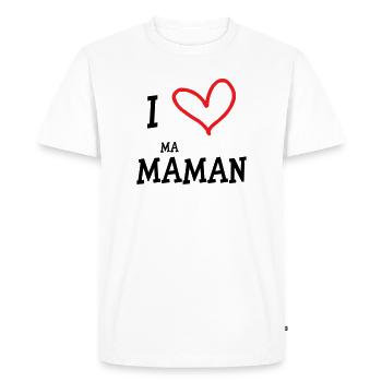 J'aime ma maman - Fête des Mères - T-shirt Premium bio Homme - blanc - Devant - Nico (187cm)