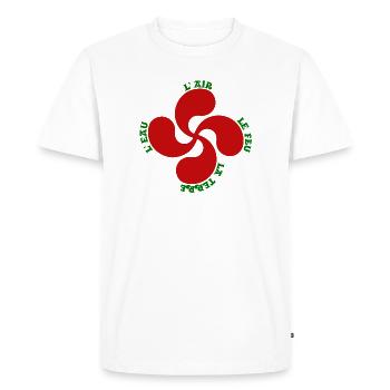 Lauburu rouge - croix basque et signification - T-shirt Premium bio Homme - blanc - Devant - Nico (187cm)