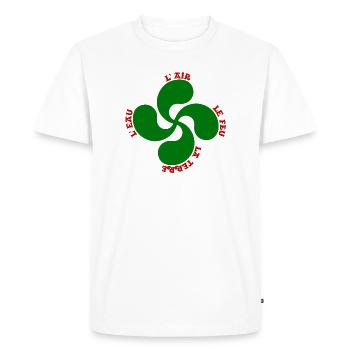 Lauburu verte - croix basque et signification - T-shirt Premium bio Homme - blanc - Devant - Nico (187cm)