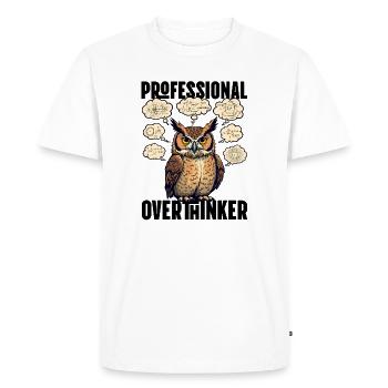 Penseur professionnel – Hibou avec des bulles de pensée - T-shirt Premium bio Homme - blanc - Devant - Nico (187cm)