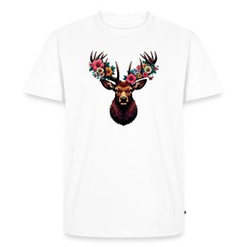 Deer with Flowers - Men's Premium Organic T-Shirt - white - Front - Nico (187cm)