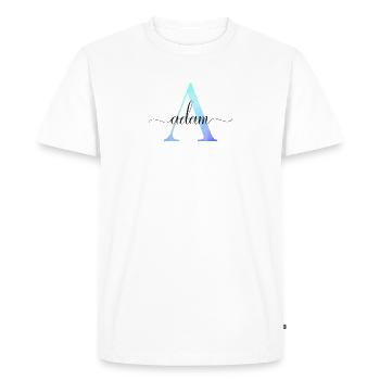 A| Monogramme | Nom | Adam | Aquarelle - T-shirt Premium bio Homme - blanc - Devant - Nico (187cm)