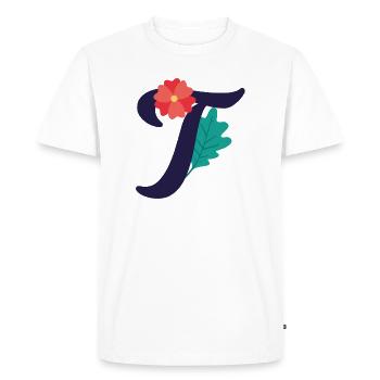 Elegant letter 'T' with flowers - Men's Premium Organic T-Shirt - white - Front - Nico (187cm)