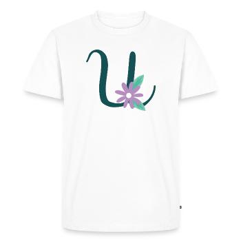 Elegant letter 'U' with flowers - Men's Premium Organic T-Shirt - white - Front - Nico (187cm)