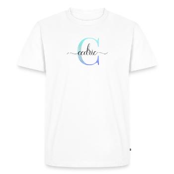 C| Monogram | Name | Cedric| Watercolor - Men's Premium Organic T-Shirt - white - Front - Nico (187cm)